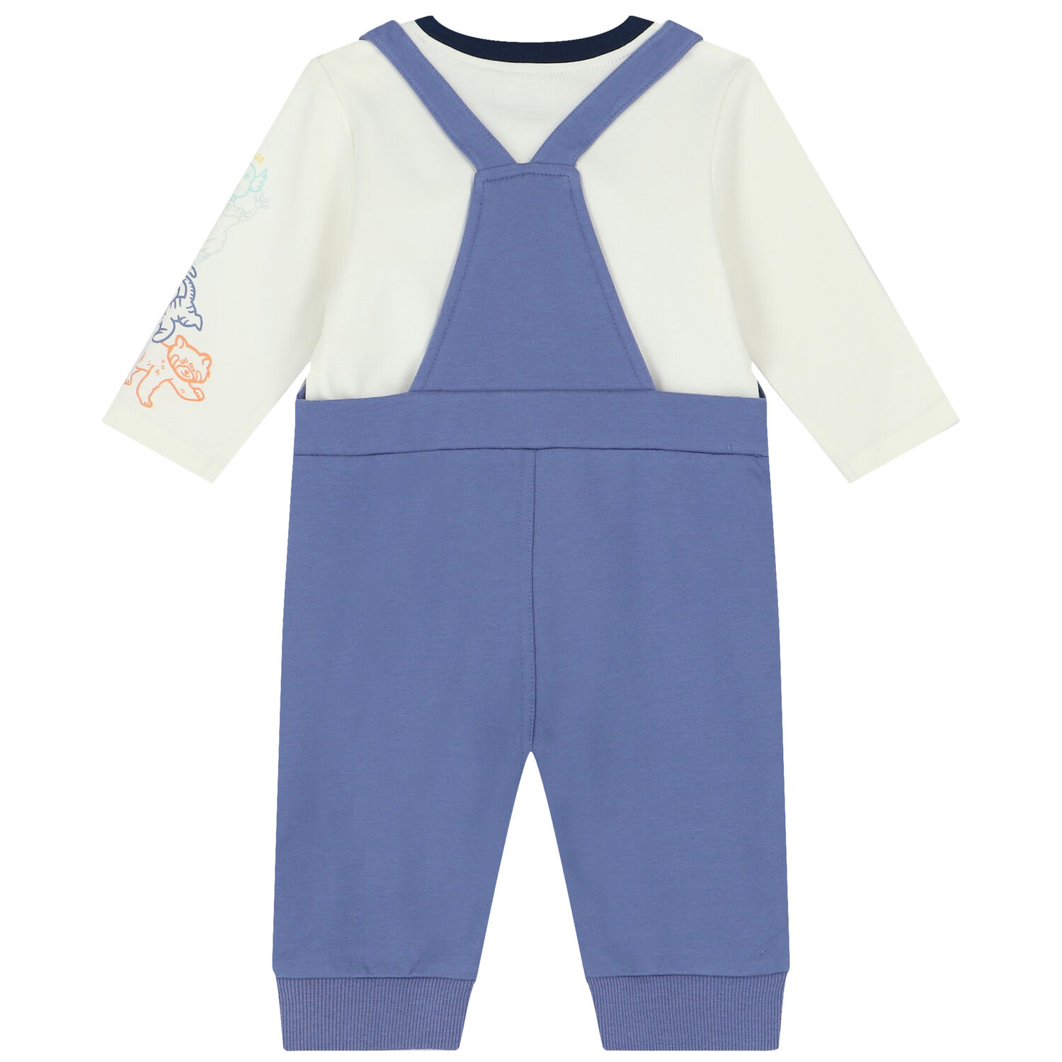Baby Boys Blue & Ivory Logo & Frog Dungaree Set, 1, hi-res image number null